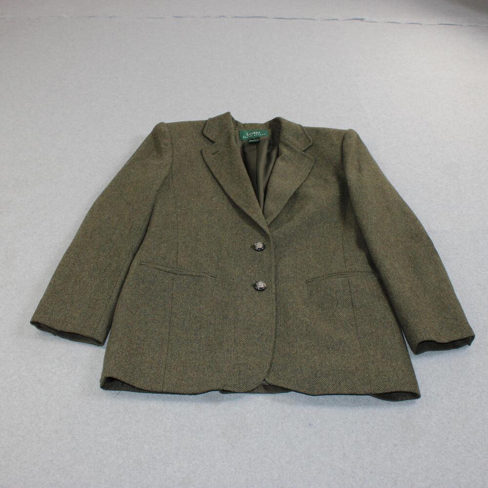Vintage Lauren Ralph Lambswool Blazer Women 8 Green Jacket Heritage Academia Y2K